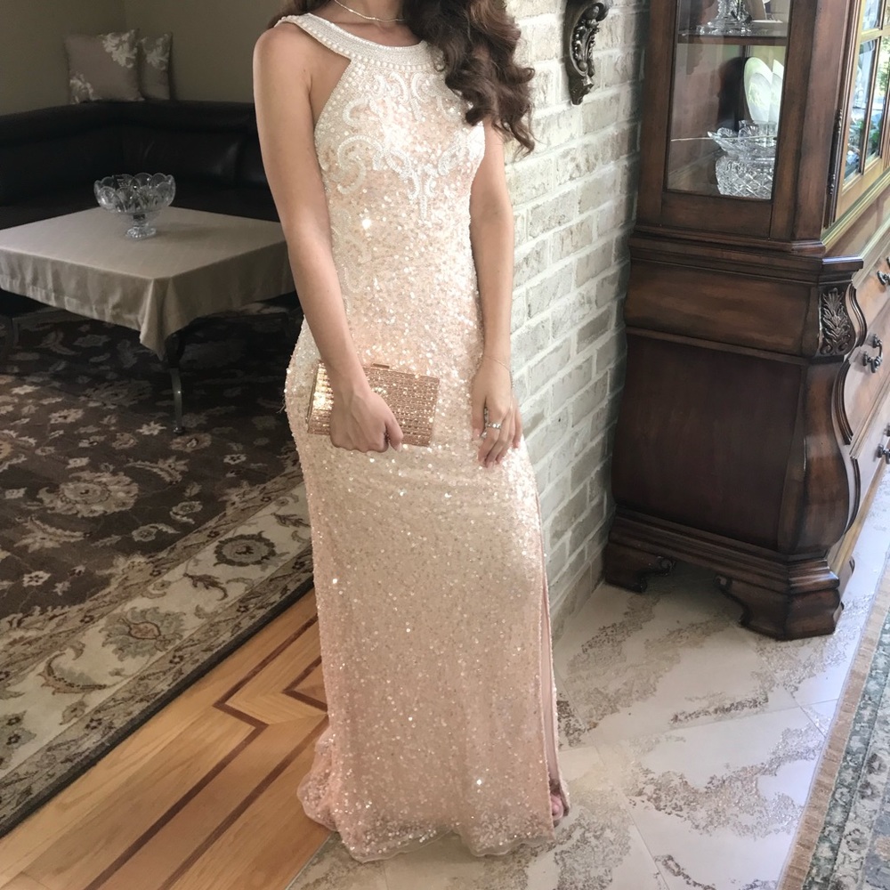 Scala Blush Sequin Gown - image 1